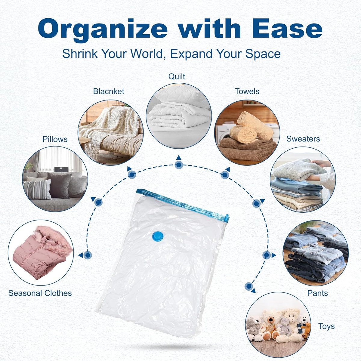 12PCS Vacuum Storage Bags Set, Jumbo Compression